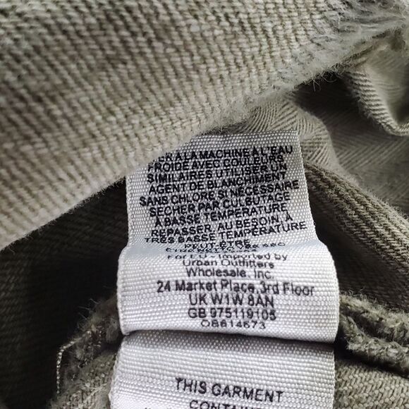 FREE PEOPLE “Torn Up” Denim Jumper Washed Olive Green Overalls Size 6 - Picture 11 of 12